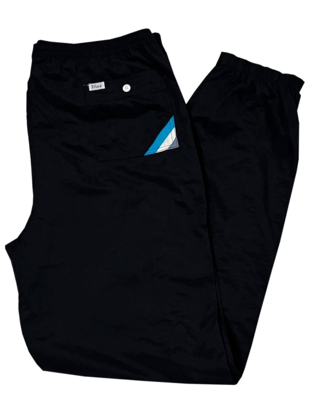 Vintage Christian Dior Black / Light Blue Windbreaker Pants (Size L)